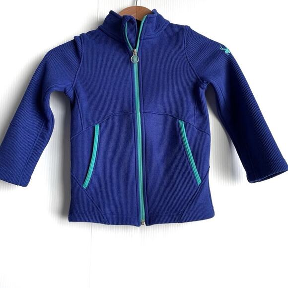 Spyder endure full zip blue kids light weight jacket size small 7/8 - Picture 1 of 8